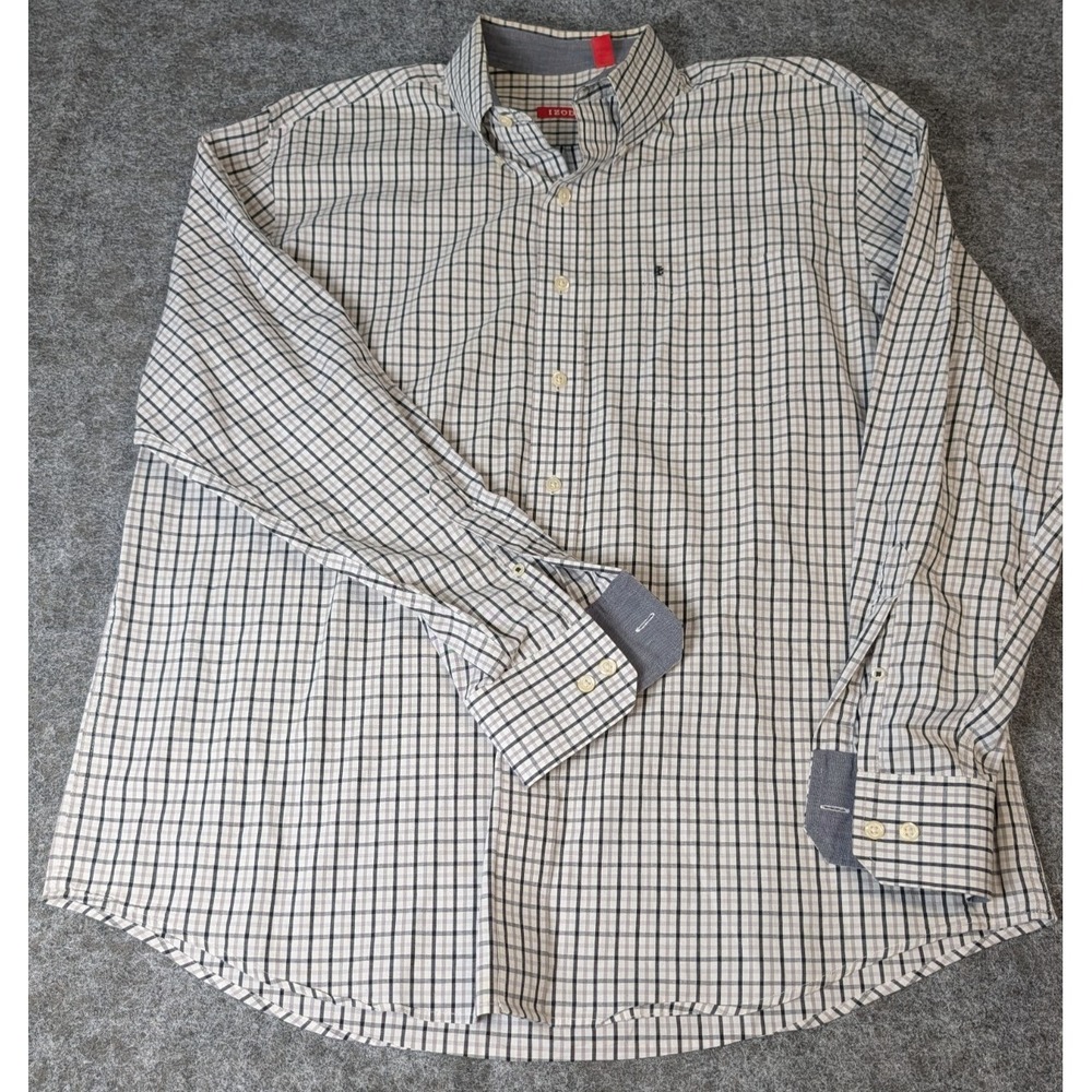 IZOD Regular Fit Long Sleeve Button Down Shirt Casual Mens Large Plaid/Check
